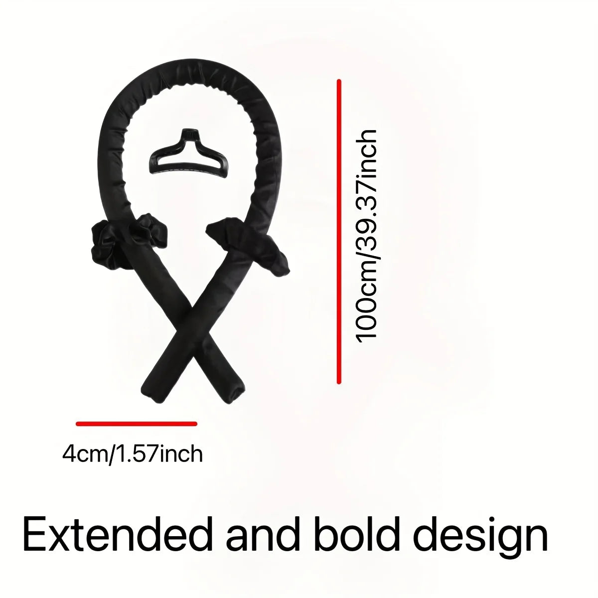 Black padded shoulder support strap with extended design, measuring 100 cm long and 4 cm wide, displayed on a white background with dimension markings.