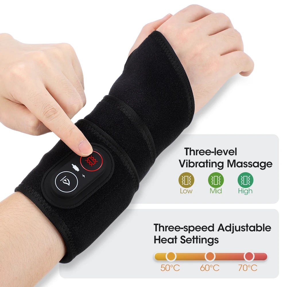 Black cordless red light therapy wrist wrap with control panel